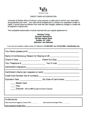 Credit Card Authorization Form