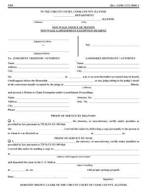 Illinois Non-Wage Garnishment Exemption Hearing