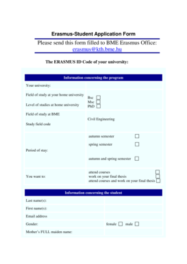 Erasmus Student Application Form