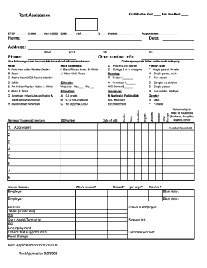 Rent Assistance Application Form