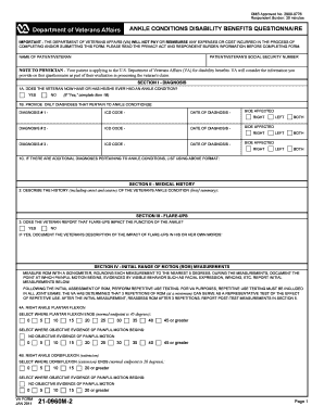 Ankle Conditions Disability Benefits Questionnaire