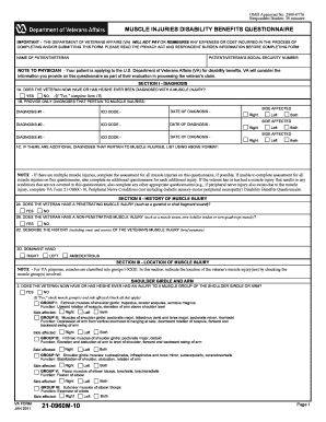 Muscle Injuries Disability Benefits Questionnaire