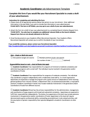 Cv sample academic - Academic Coordinator Job Advertisement Template - Academic Affairs