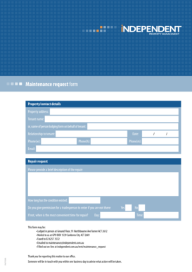 Maintenance request form pdf - Maintenance request form - Independent Property Group