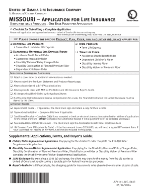 Missouri Life Insurance Application