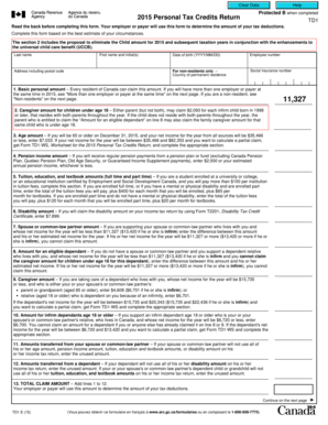 2015 Personal Tax Credits Return TD1