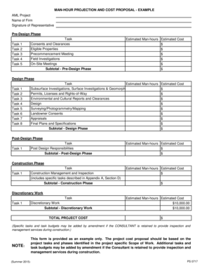 Man-Hour Projection and Cost Proposal