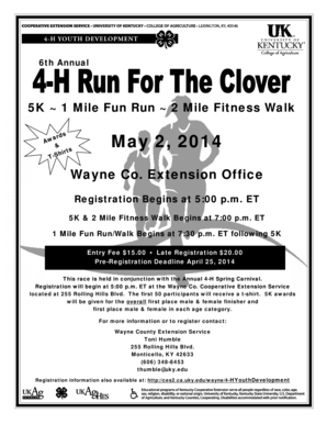 2014 Run for the Clover Flyer - Wayne County Cooperative Extension - wayne ca uky