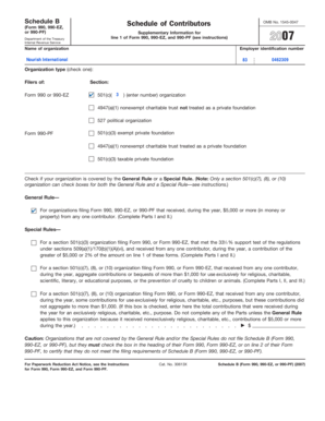 Schedule B Form 990 990-EZ 990-PF