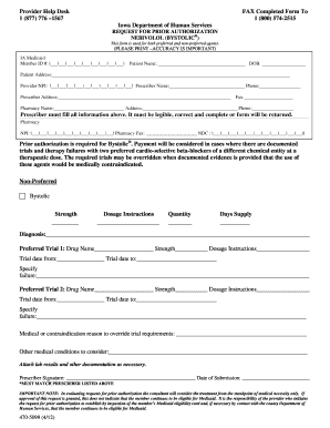Iowa Medicaid Prior Authorization Form for Nebivolol