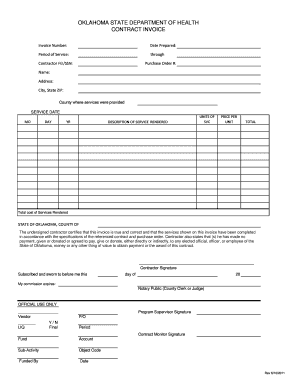 Oklahoma State Contract Invoice