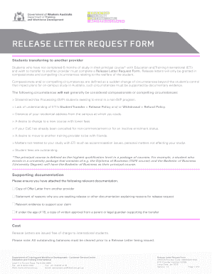 RELEASE LETTER REQUEST FORM - ETI