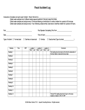Fecal Accident Log Form