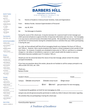 Student Text Messaging Permission Form