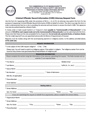 Criminal Offender Record Information Request Form