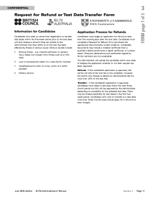 IELTS Refund or Test Date Transfer Form