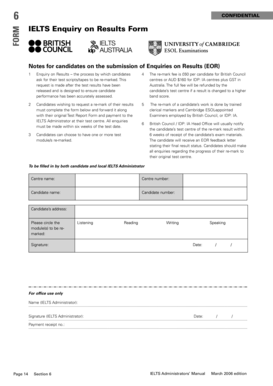 IELTS Enquiry on Results Form