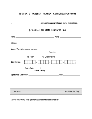 Test Date Transfer Payment Authorization Form