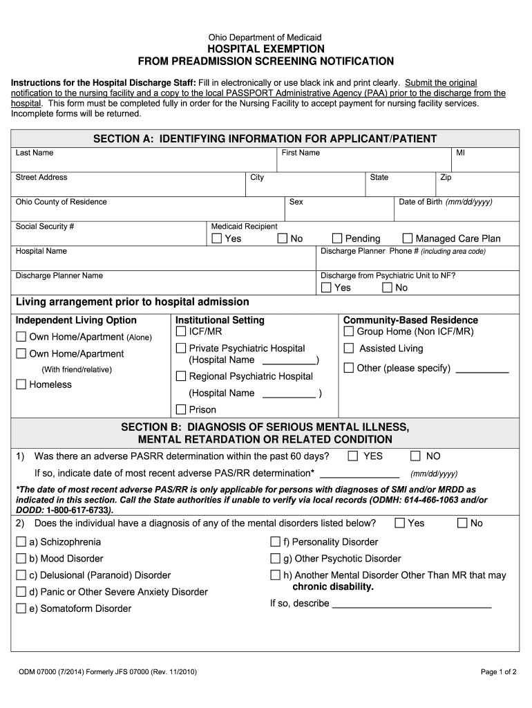 ohio hospital form Preview on Page 1