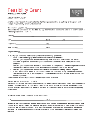 Feasibility Grant Application Form