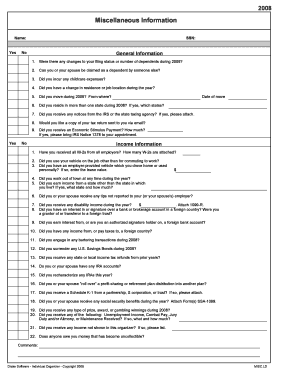 2008 US Federal Tax Organizer
