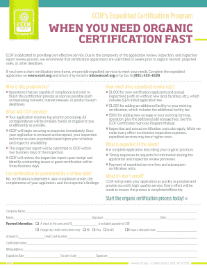 CCOF Organic Certification Application