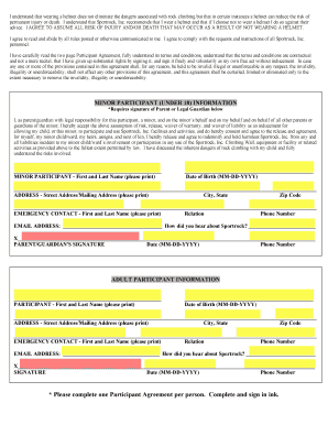 Sportrock Participant Agreement