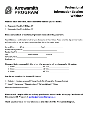 Professional Information Session Webinar Registration Form