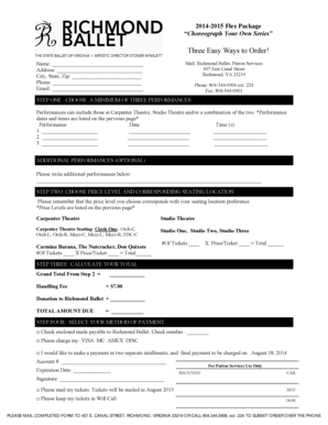 Richmond Ballet 2014-2015 Flex Package Order Form