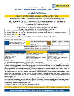 LIC Nomura Mutual Fund Application Form