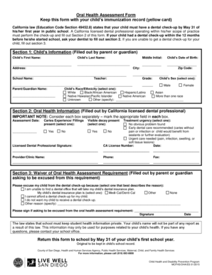 California Oral Health Assessment Form