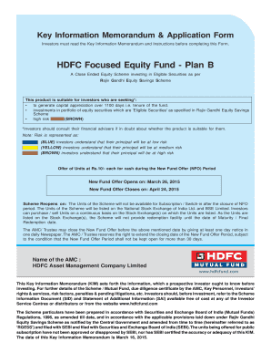 HDFC Focused Equity Fund Application Form