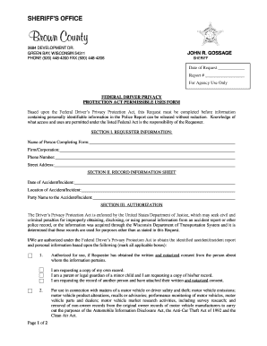 Federal Driver Privacy Protection Act Request Form