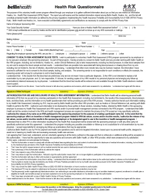 Health Risk Assessment Form