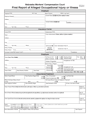 Nebraska Workers’ Compensation First Report of Injury or Illness