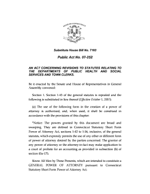 Connecticut Statutory Short Form Power of Attorney