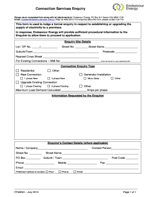 Connection Services Enquiry Form