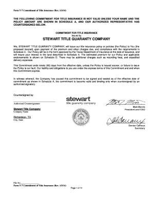 Texas Title Insurance Commitment Form T-7