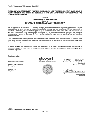 Texas Title Insurance Commitment Form T-7