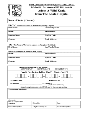 Koala Adoption Form
