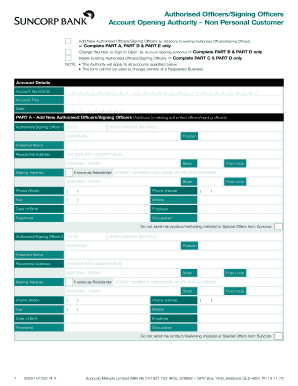 Authorised Officers/Signing Officers Form