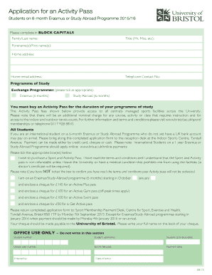 University of Bristol Activity Pass Application