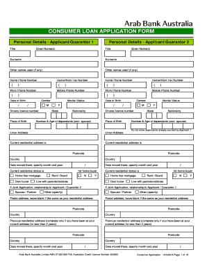 Consumer Loan Application Form