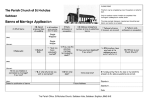 Church of England Banns of Marriage Application