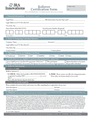 IRA Rollover Certification Form