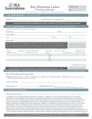 Buy Direction Letter for Precious Metals