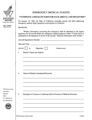 California Emergency Medical Flight Form