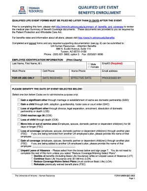 Qualified Life Event Benefits Enrollment Form