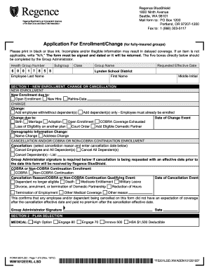 Regence BlueShield Enrollment Change Form