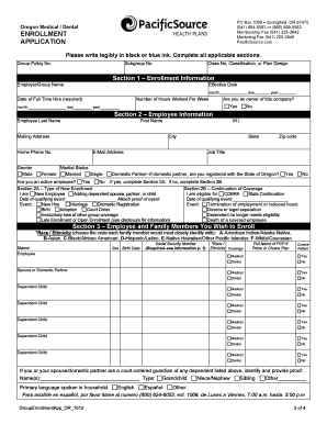 Oregon Medical/Dental Enrollment Application